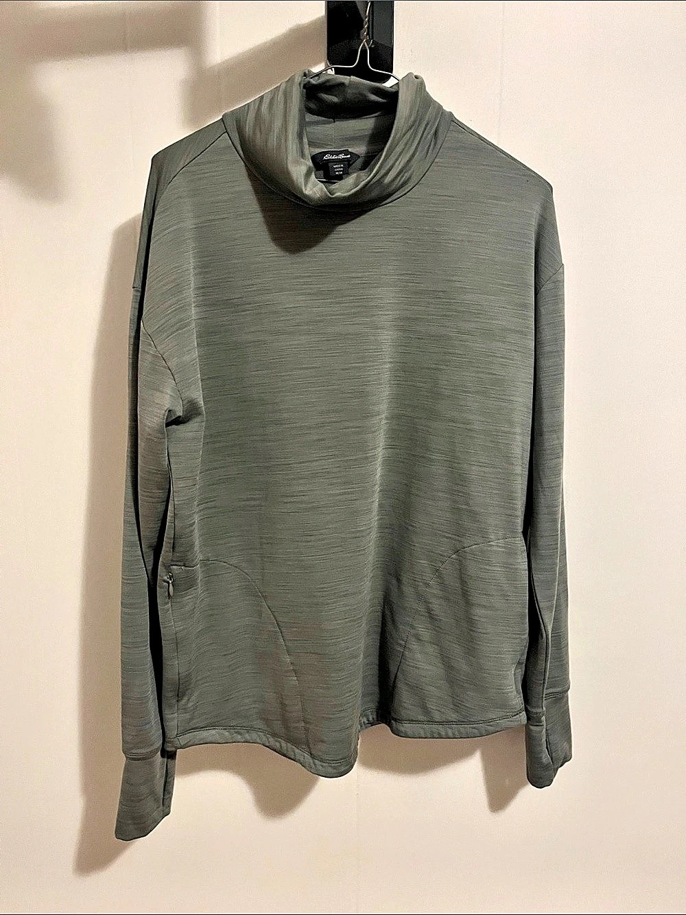 Eddie Bauer Women's Active Funnel Neck Long Sleeve Top Green Medium